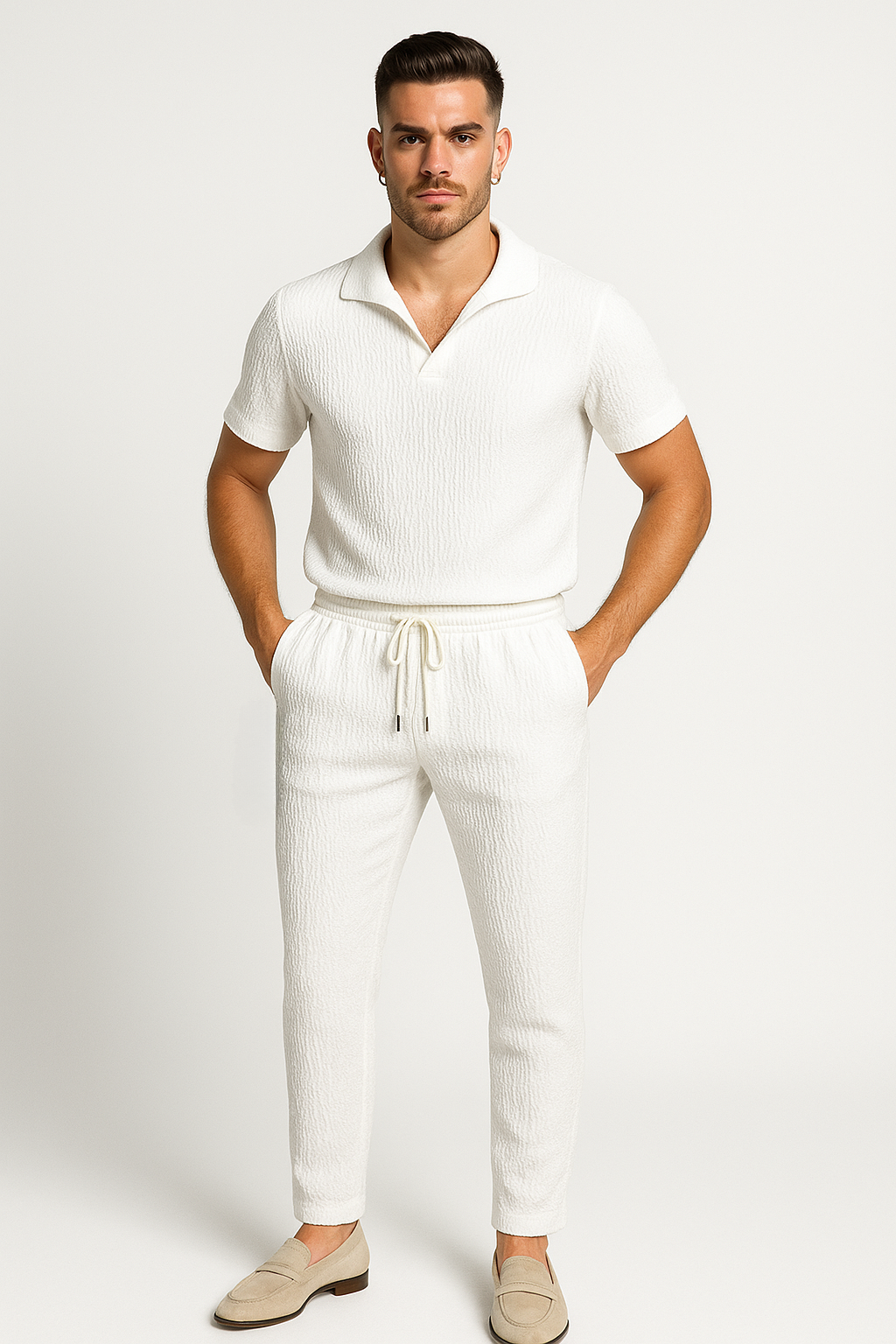 Men’s Casual Textured Knit Lounge Set