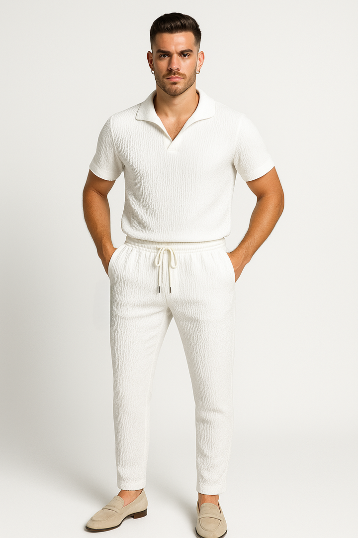 Men’s Casual Textured Knit Lounge Set