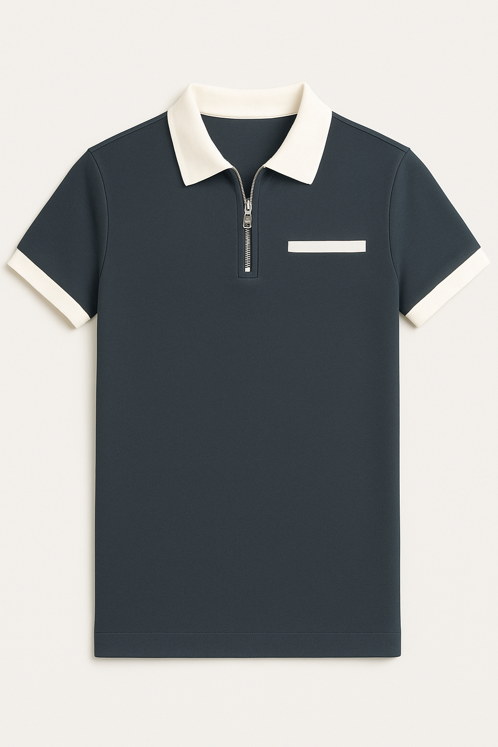 Men’s Contrast Collar Zip Polo Shirt