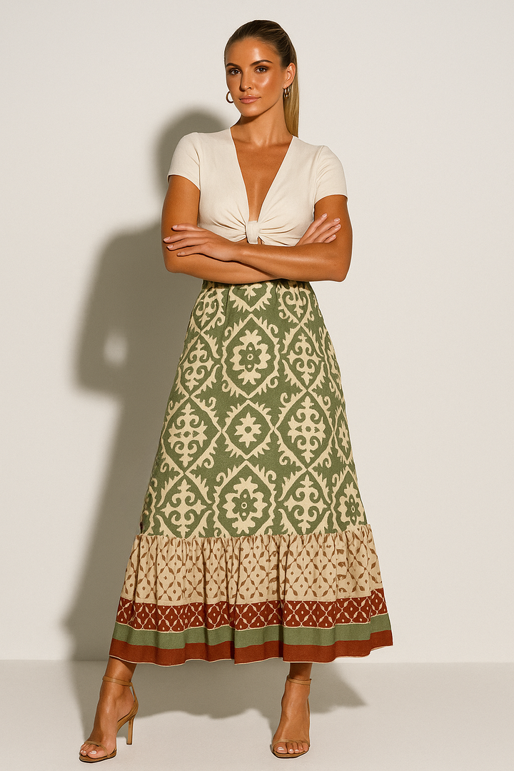 Women’s Boho Print Maxi Skirt