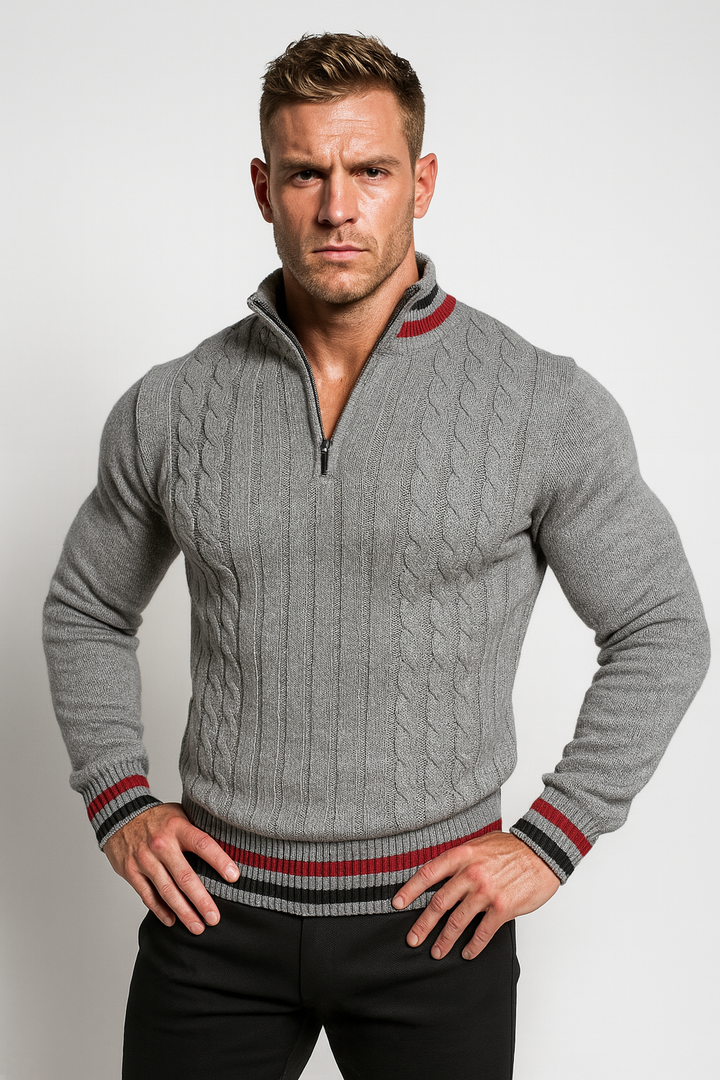 Men’s Cable Knit Quarter-Zip Sweater