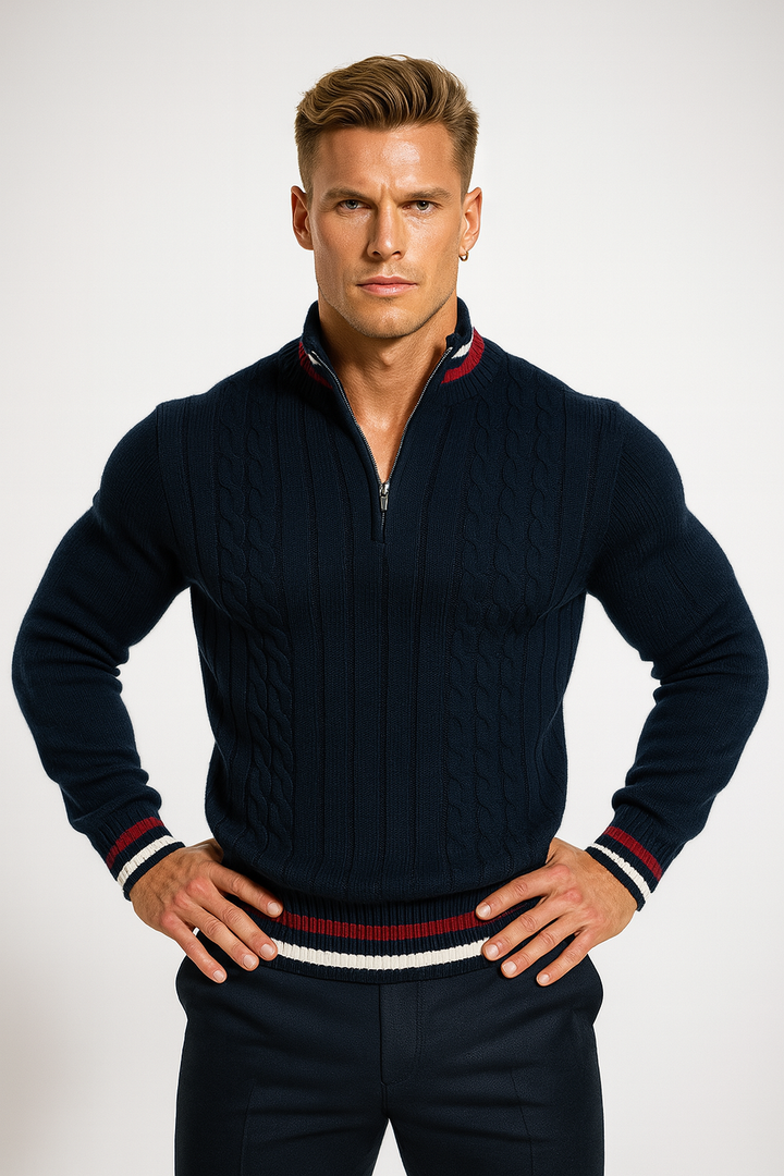 Men’s Cable Knit Quarter-Zip Sweater
