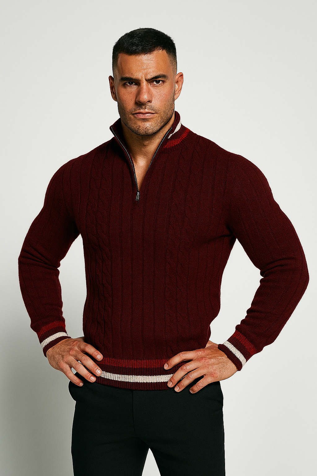 Men’s Cable Knit Quarter-Zip Sweater