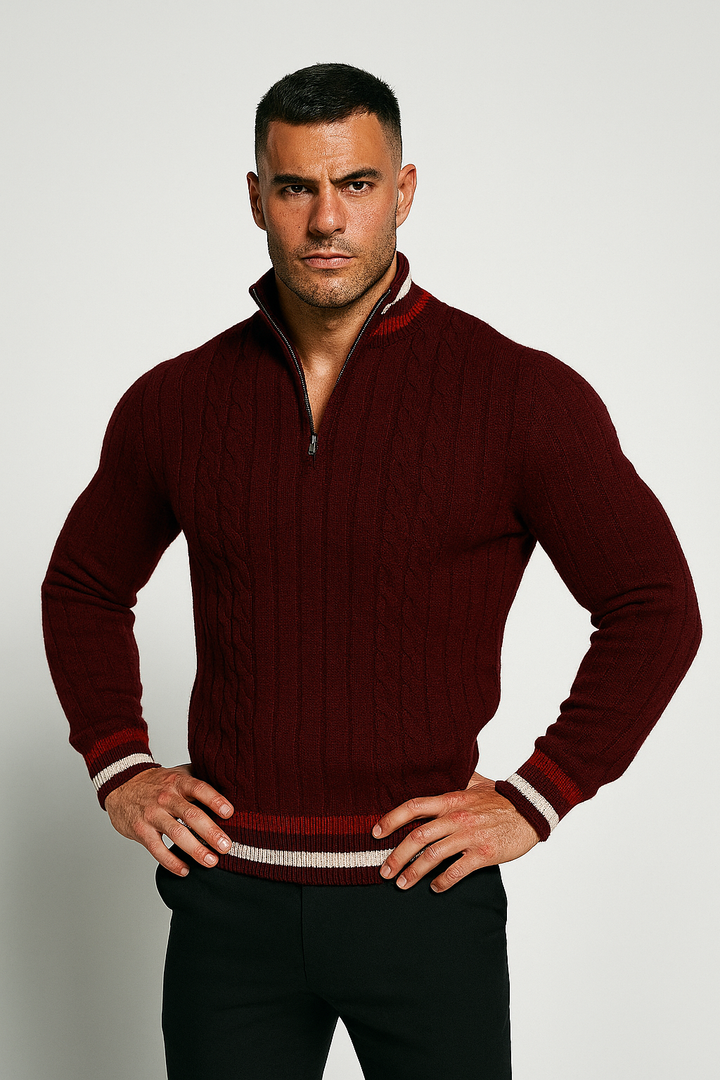 Men’s Cable Knit Quarter-Zip Sweater