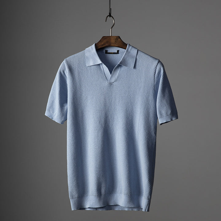 Men’s Textured Knit Polo Shirt