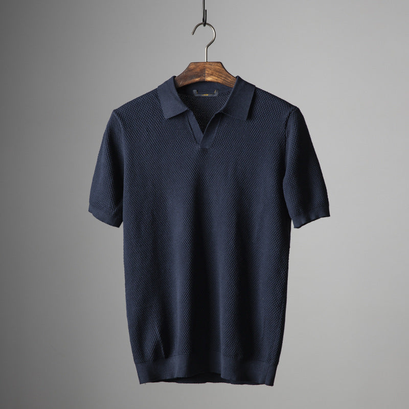 Men’s Textured Knit Polo Shirt