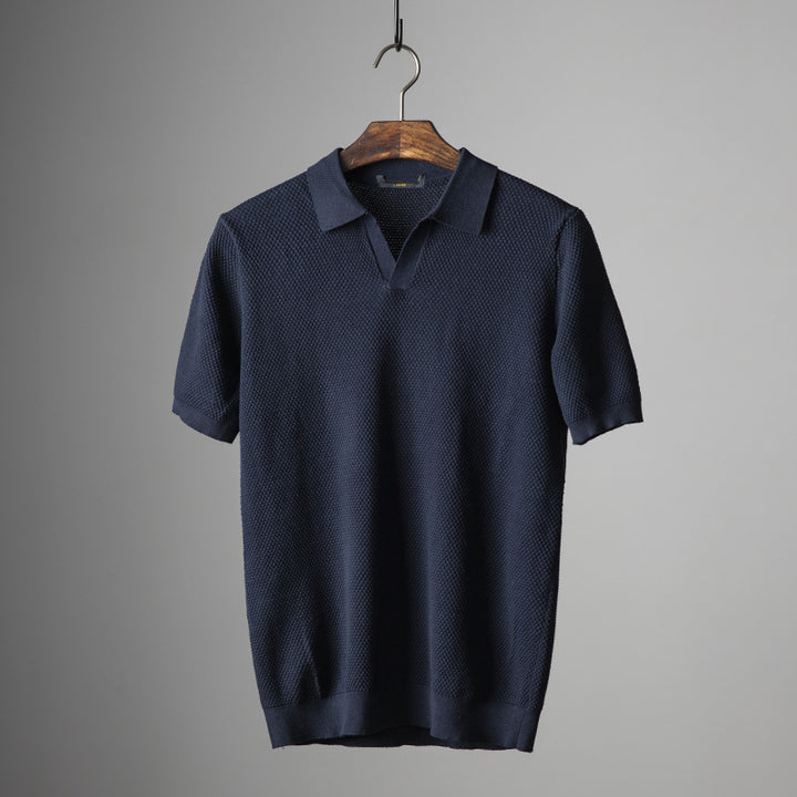Men’s Textured Knit Polo Shirt