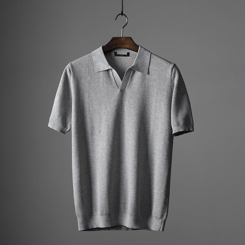Men’s Textured Knit Polo Shirt