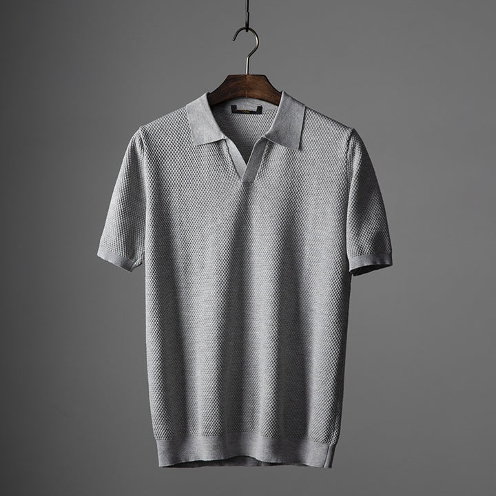 Men’s Textured Knit Polo Shirt