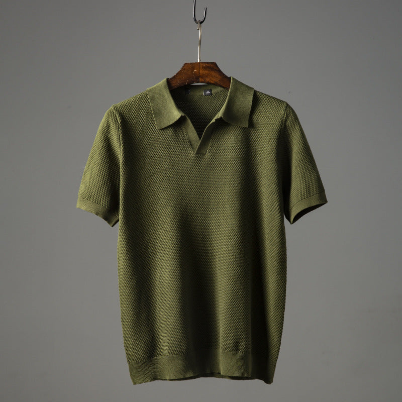 Men’s Textured Knit Polo Shirt