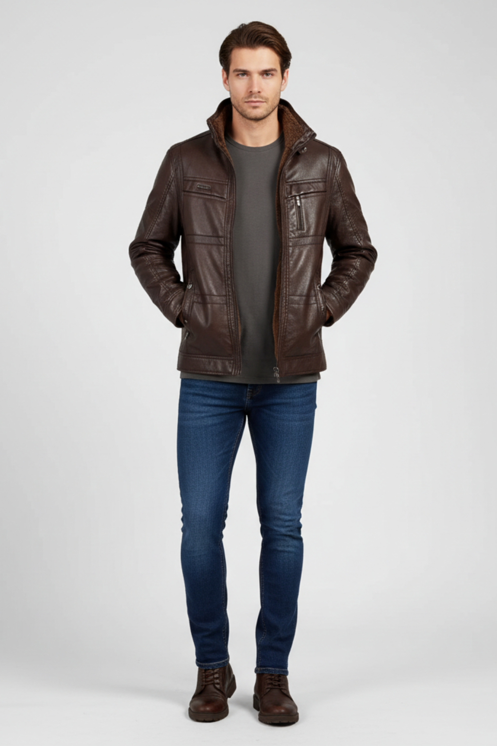 Men’s Leather Zip Jacket