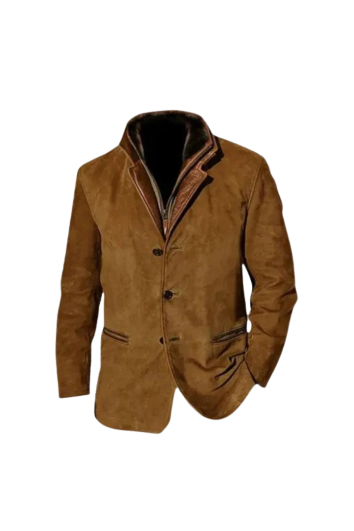 Men’s Suede Jacket with Leather Details