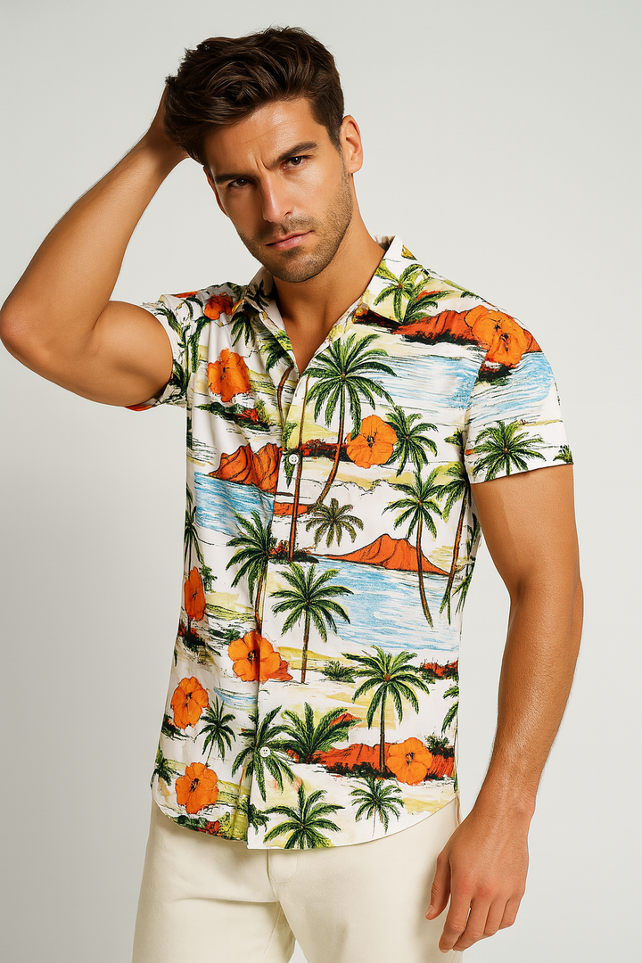 Men’s Hawaiian Print Short Sleeve Shirt