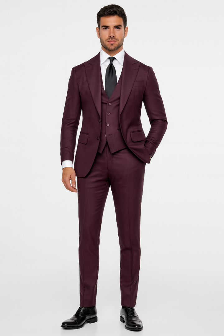 Men's Modern Slim Fit 3-Piece Wedding Guest Suit