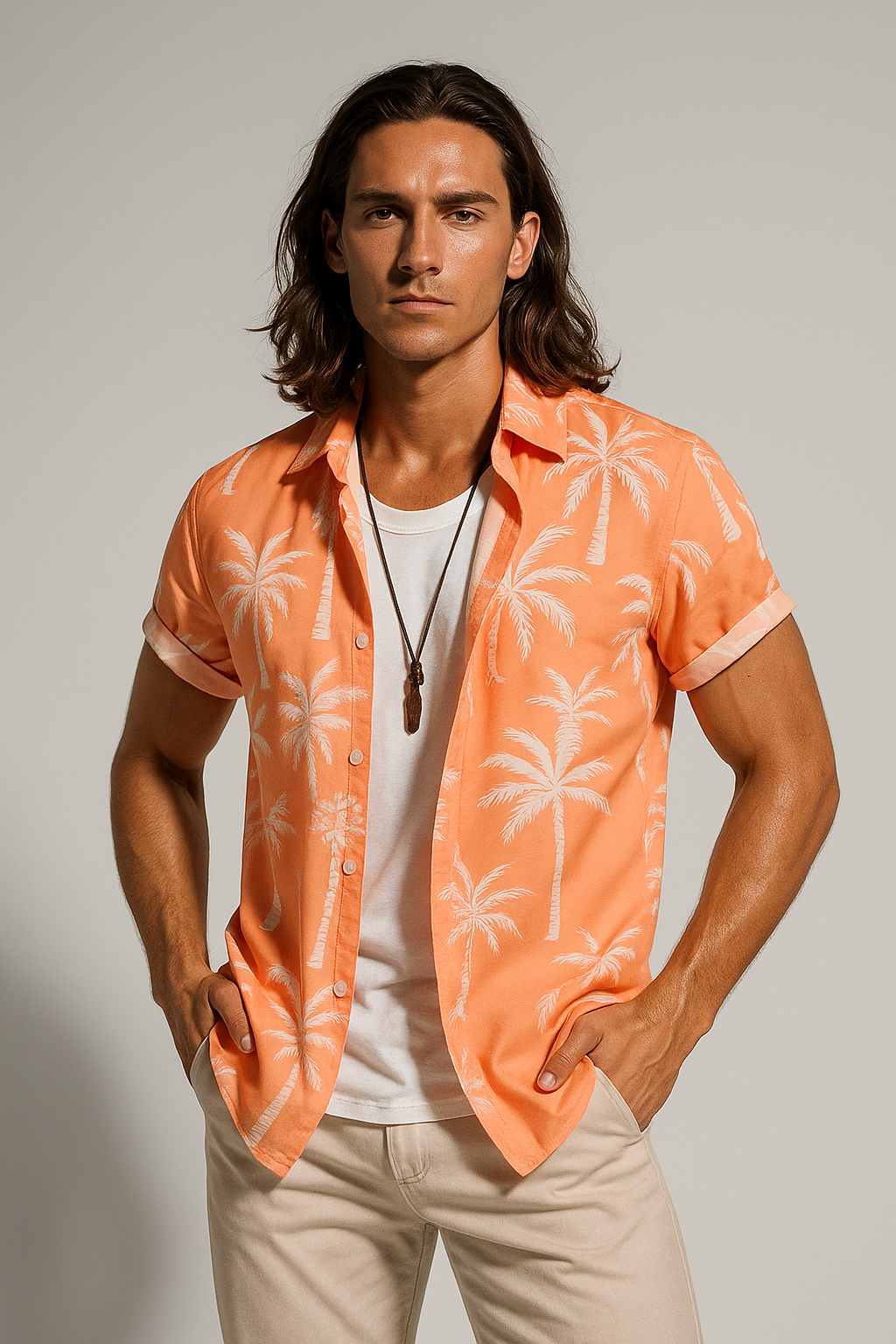 Men’s Palm Print Short Sleeve Shirt