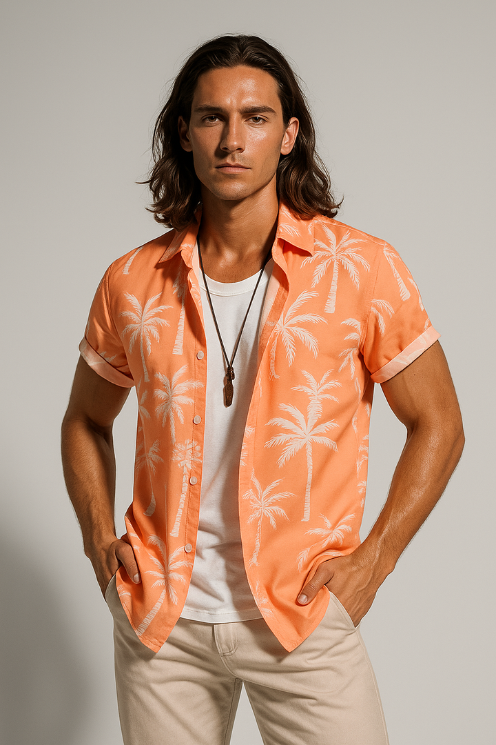 Men’s Palm Print Short Sleeve Shirt