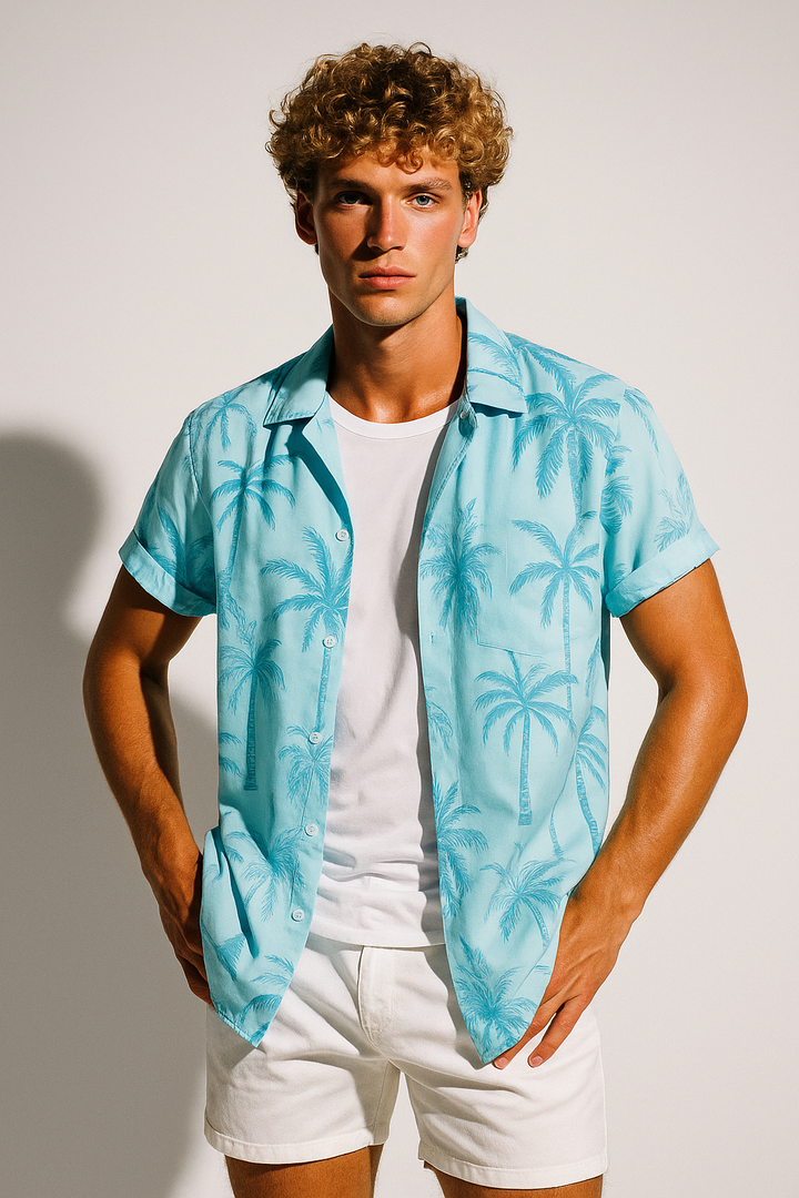Men’s Palm Print Short Sleeve Shirt