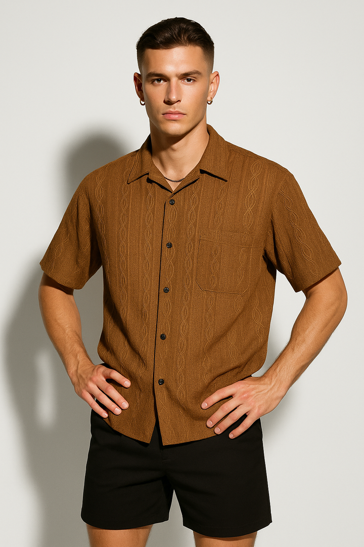 Men’s Retro Knit Button-Up Shirt
