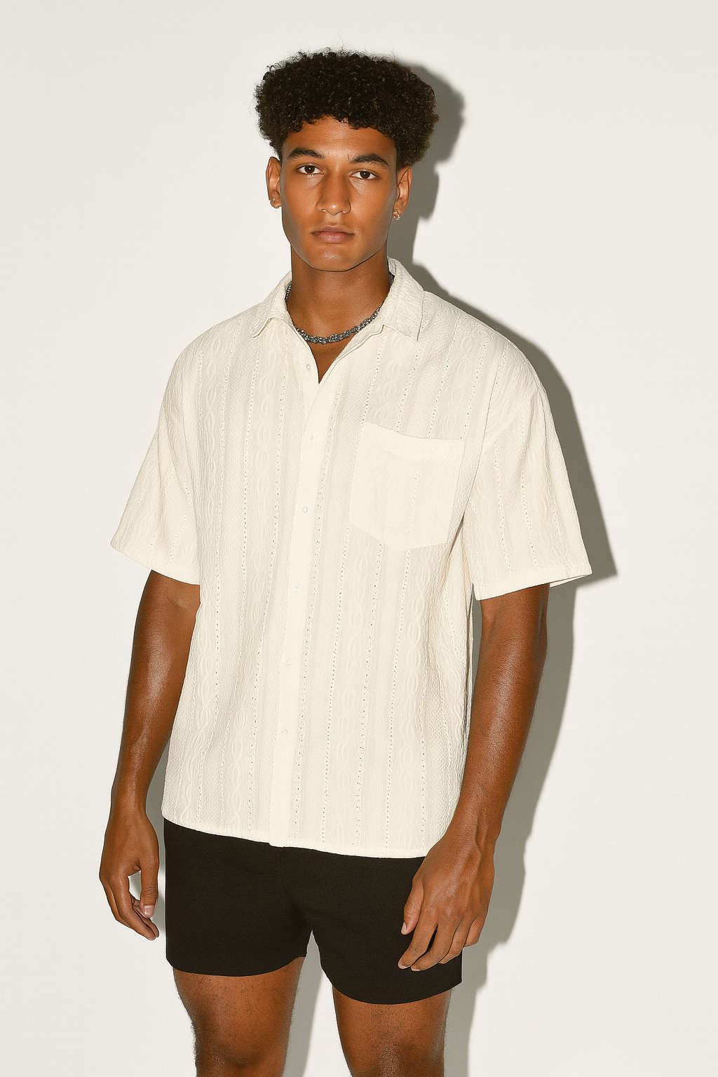 Men’s Retro Knit Button-Up Shirt