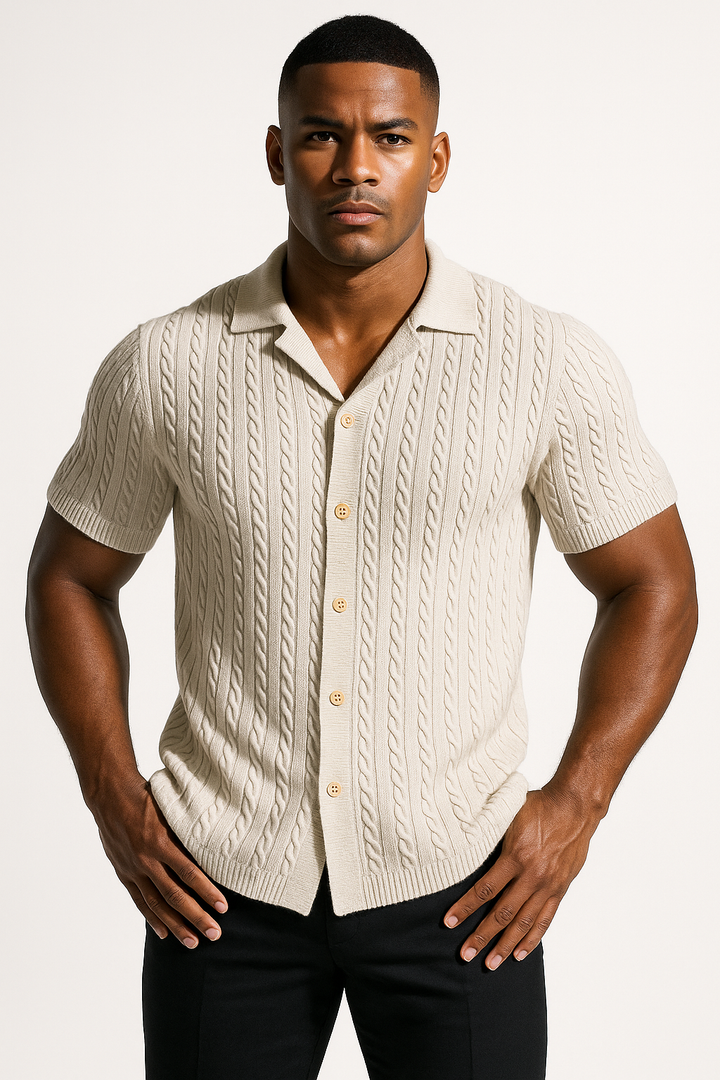 Men’s Short Sleeve Cable Knit Shirt