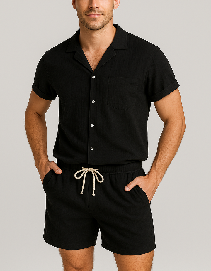 Men’s Summer 2-Piece Short Sleeve Shirt and Shorts Set