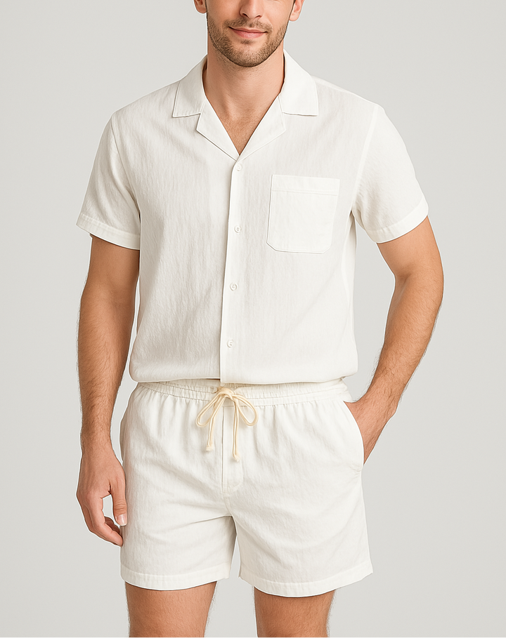 Men’s Summer 2-Piece Short Sleeve Shirt and Shorts Set