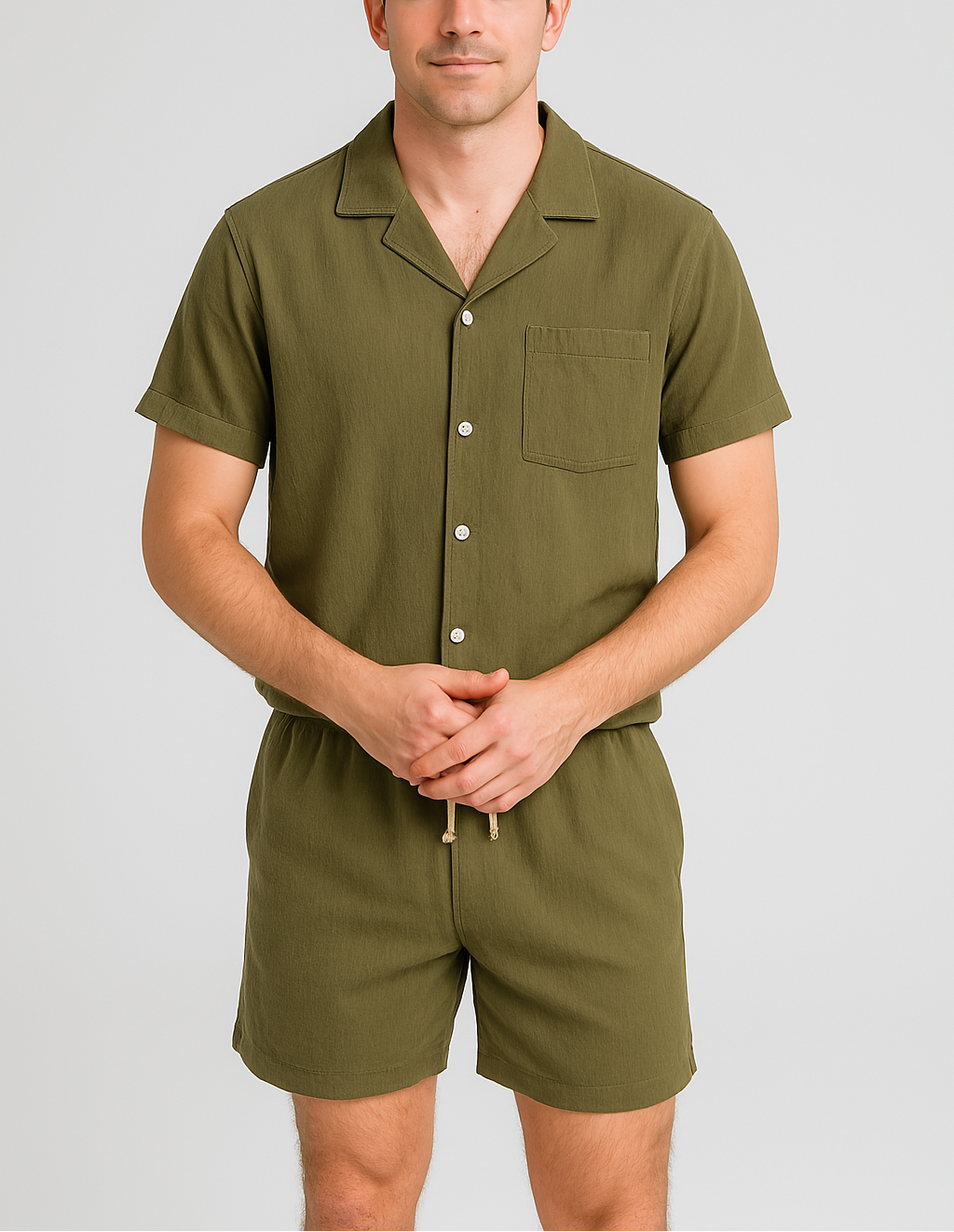 Men’s Summer 2-Piece Short Sleeve Shirt and Shorts Set