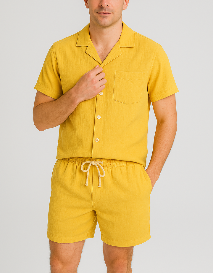 Men’s Summer 2-Piece Short Sleeve Shirt and Shorts Set
