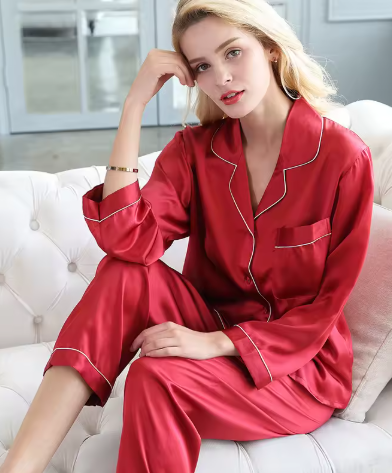 Luxurious Silk Two-Piece Sleepwear Set - Casual Comfort