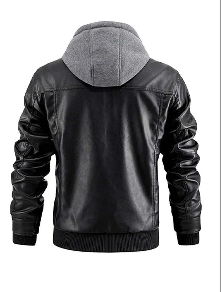 Elegant Premium Leather Winter Coat with Hood