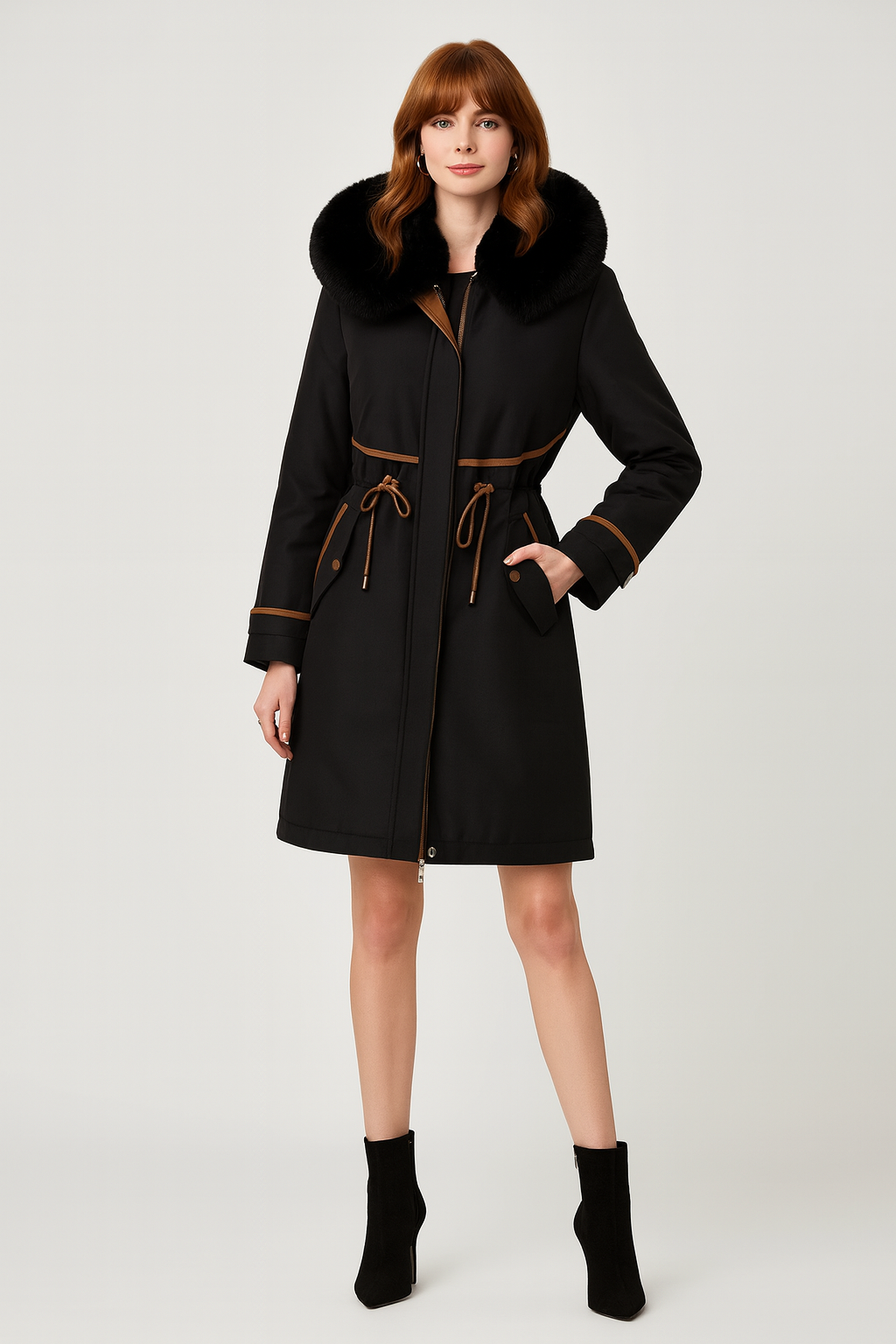 Women's Adjustable Waist Parka Jacket