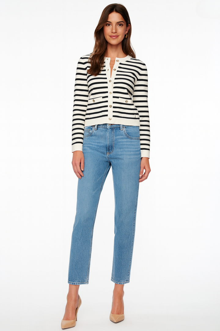 Women’s Black Stripes Cardigan