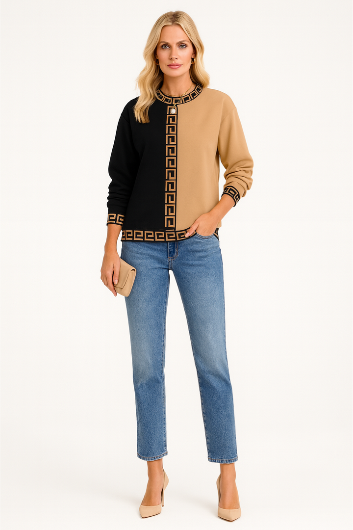 Women's Cozy Round Neck Sweater for Winter Wear