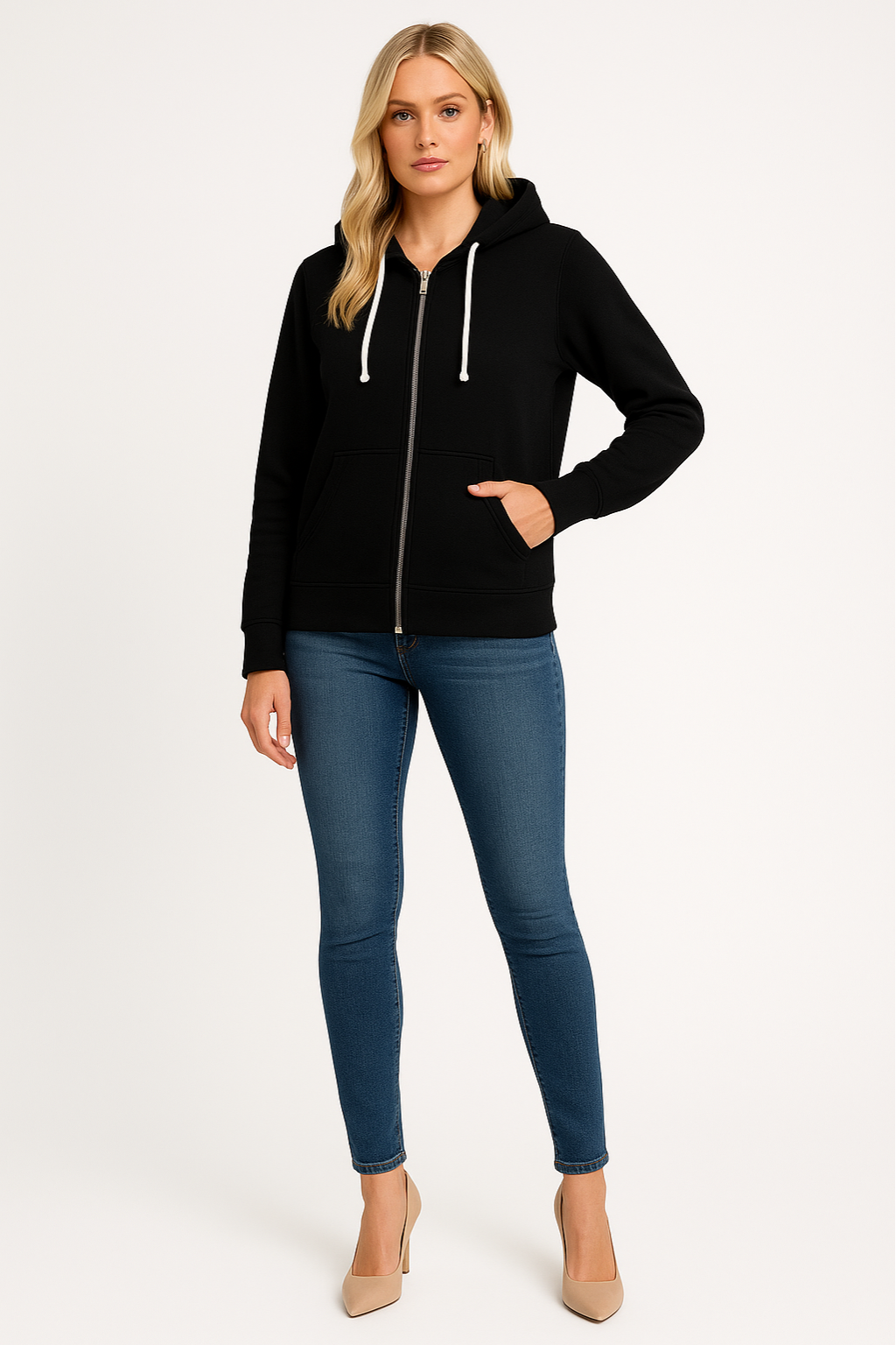Women’s Everyday Zip-Up Hoodie with Adjustable Hood