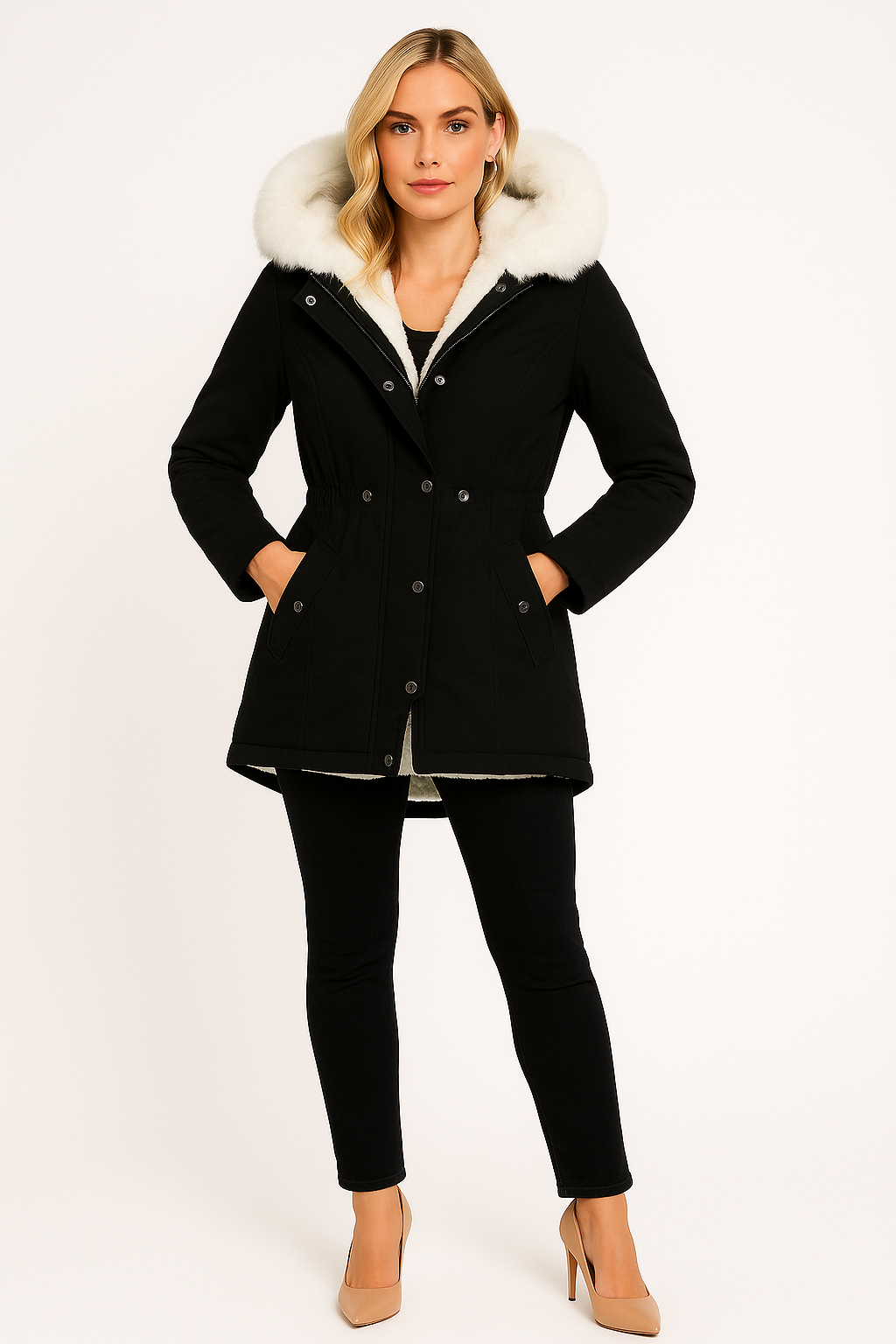 Women’s Faux Fur Lined Hooded Parka Jacket