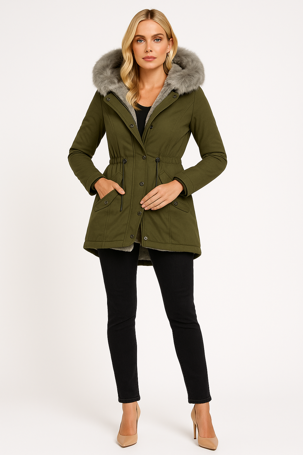 Women’s Faux Fur Lined Hooded Parka Jacket