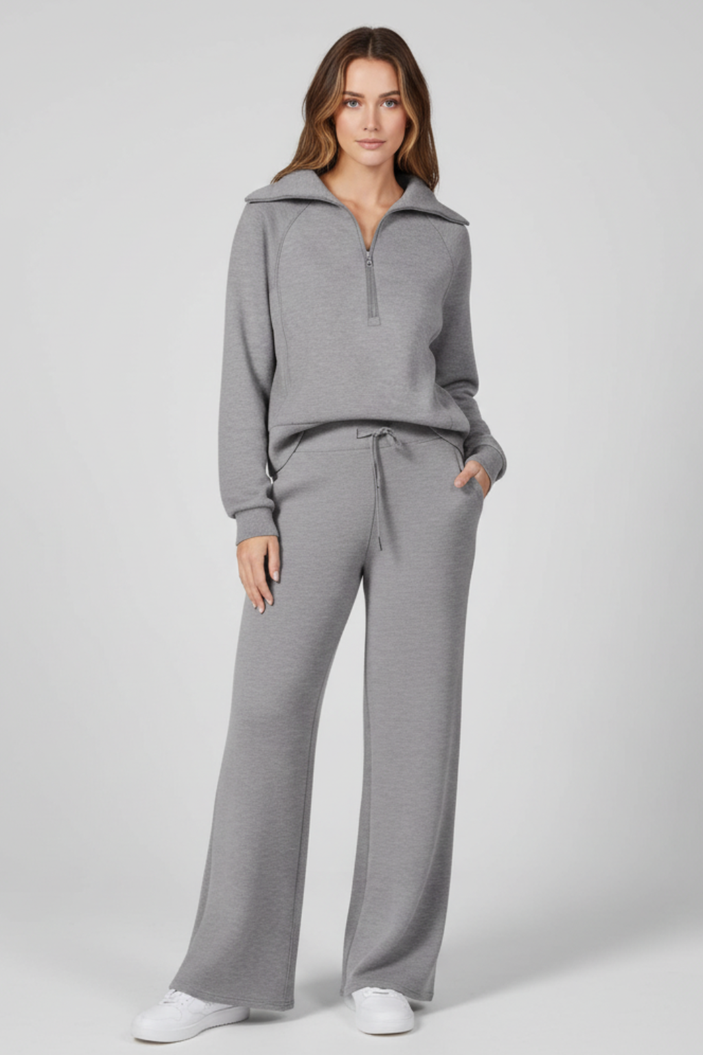 Women’s Sleek Lounge Set with Zip-Detail Top