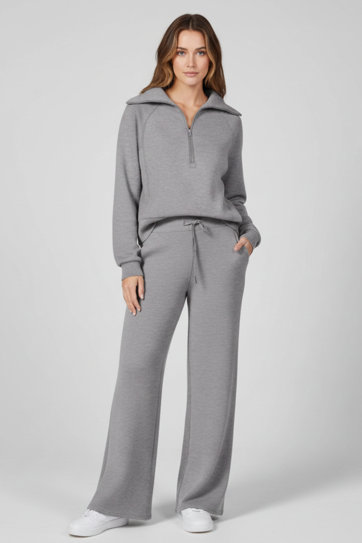 Women’s Sleek Lounge Set with Zip-Detail Top