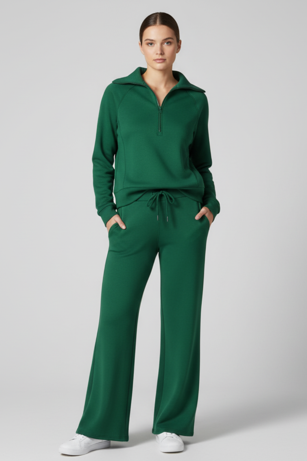 Women’s Sleek Lounge Set with Zip-Detail Top