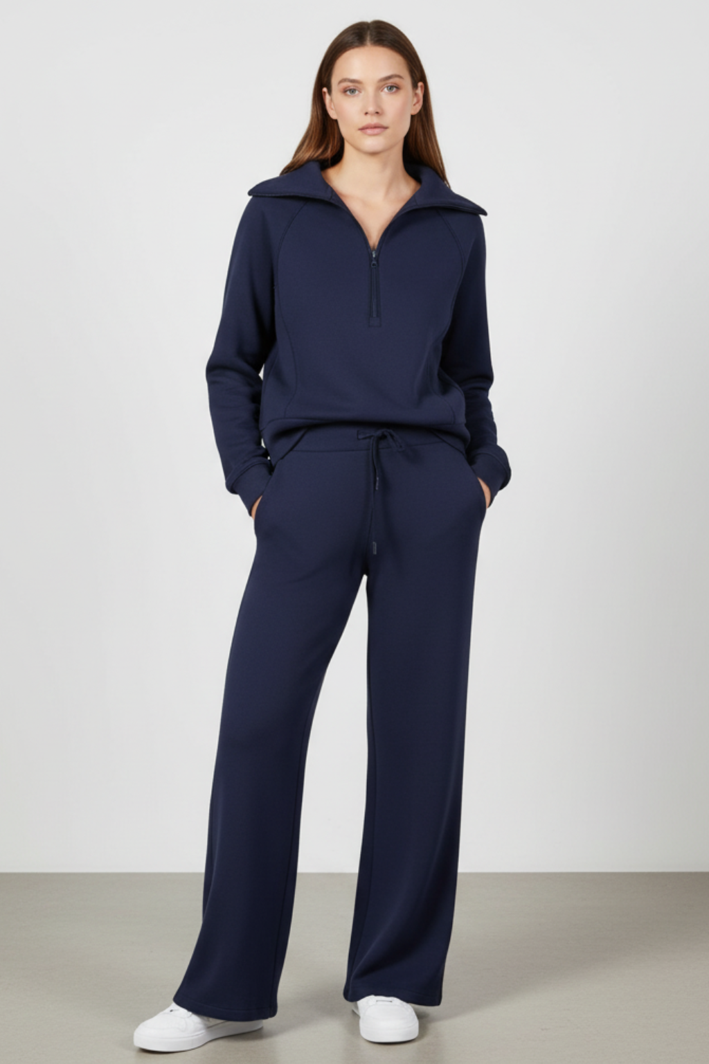 Women’s Sleek Lounge Set with Zip-Detail Top