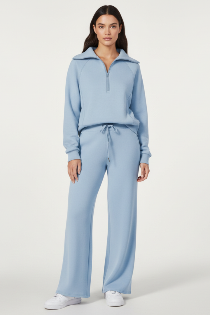 Women’s Sleek Lounge Set with Zip-Detail Top