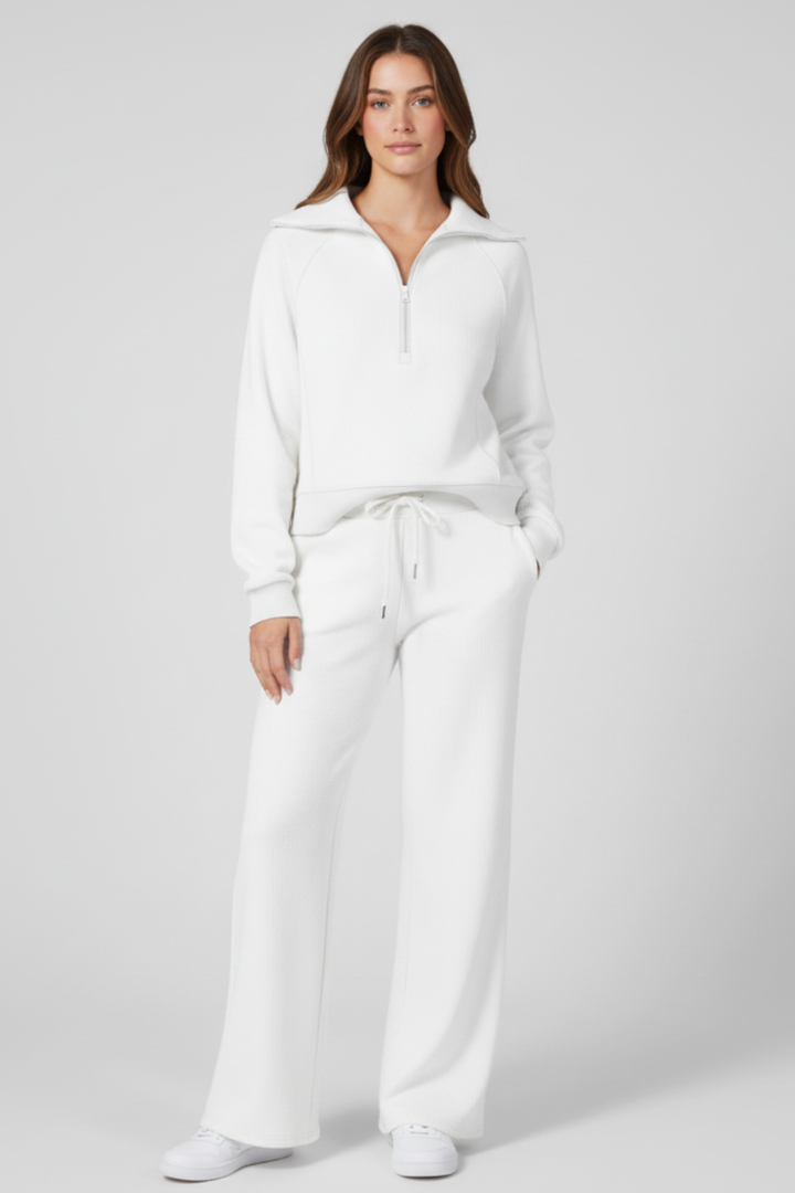 Women’s Sleek Lounge Set with Zip-Detail Top