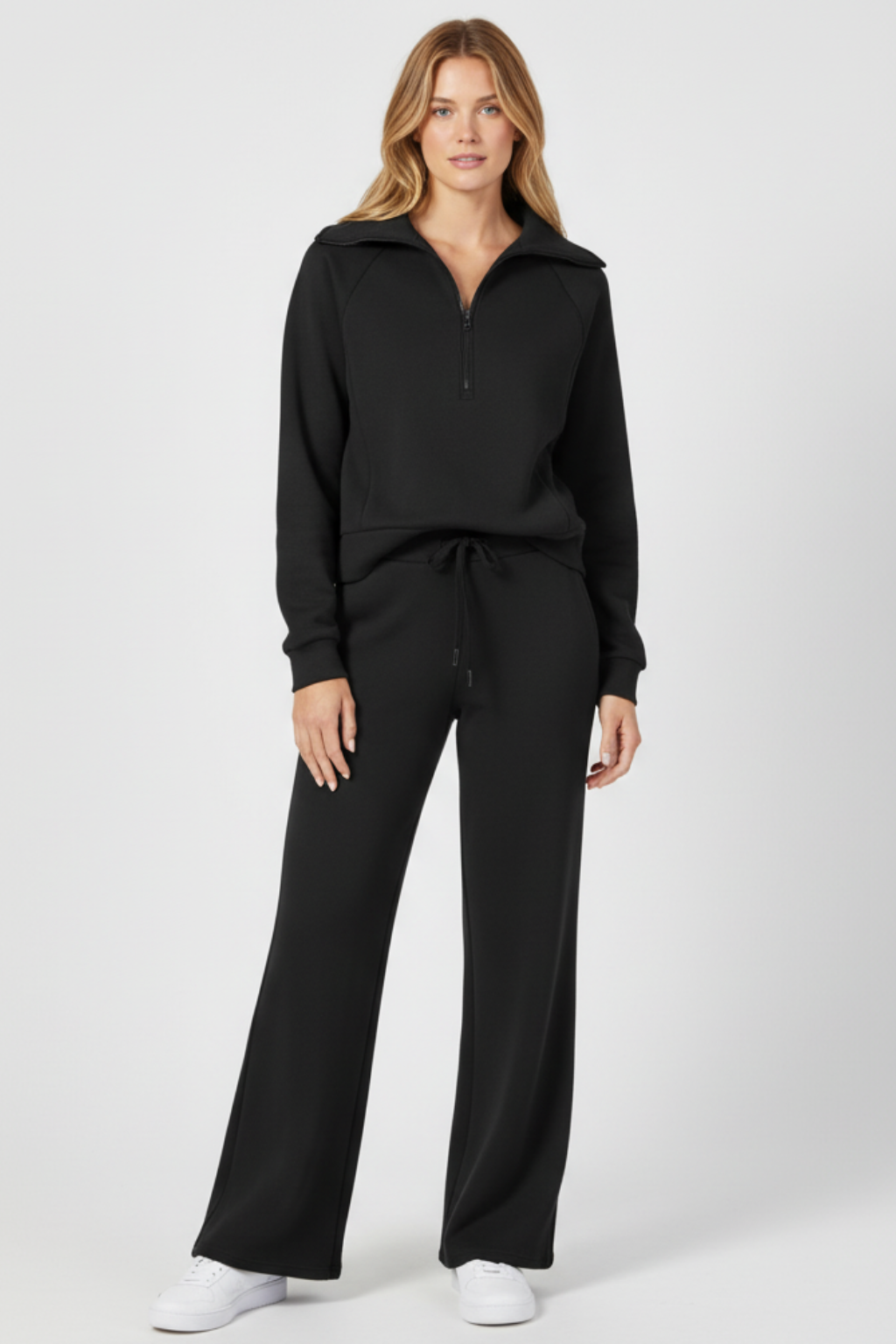 Women’s Sleek Lounge Set with Zip-Detail Top