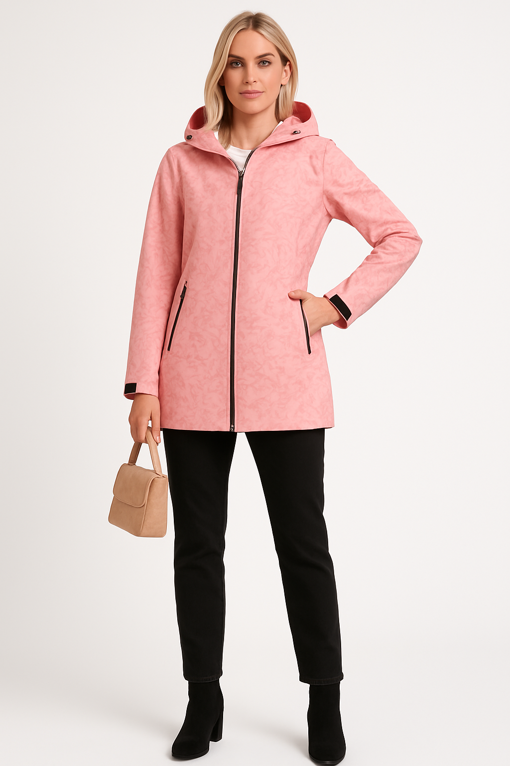 Women's Hooded Waterproof Jacket with Zipper
