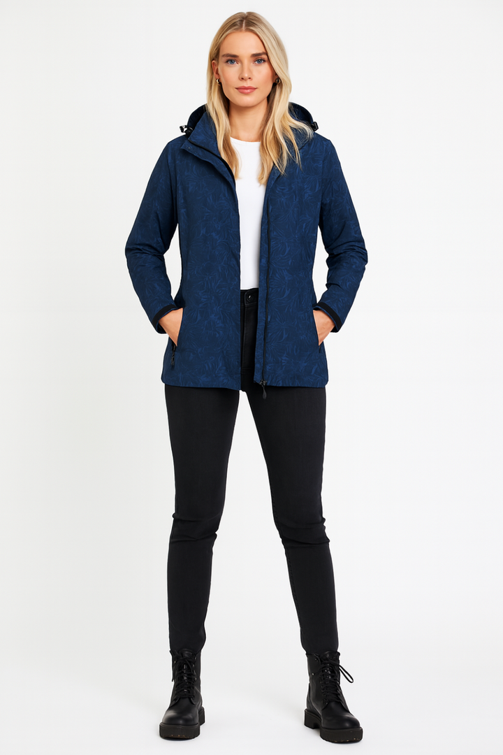 Women's Hooded Waterproof Jacket with Zipper