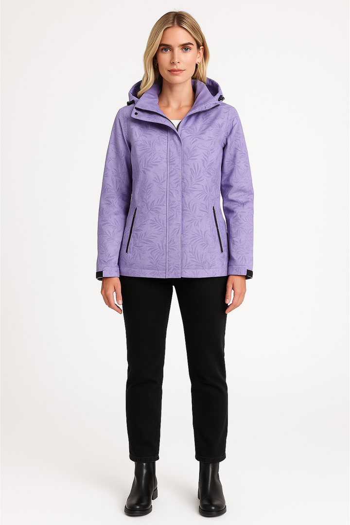 Women's Hooded Waterproof Jacket with Zipper
