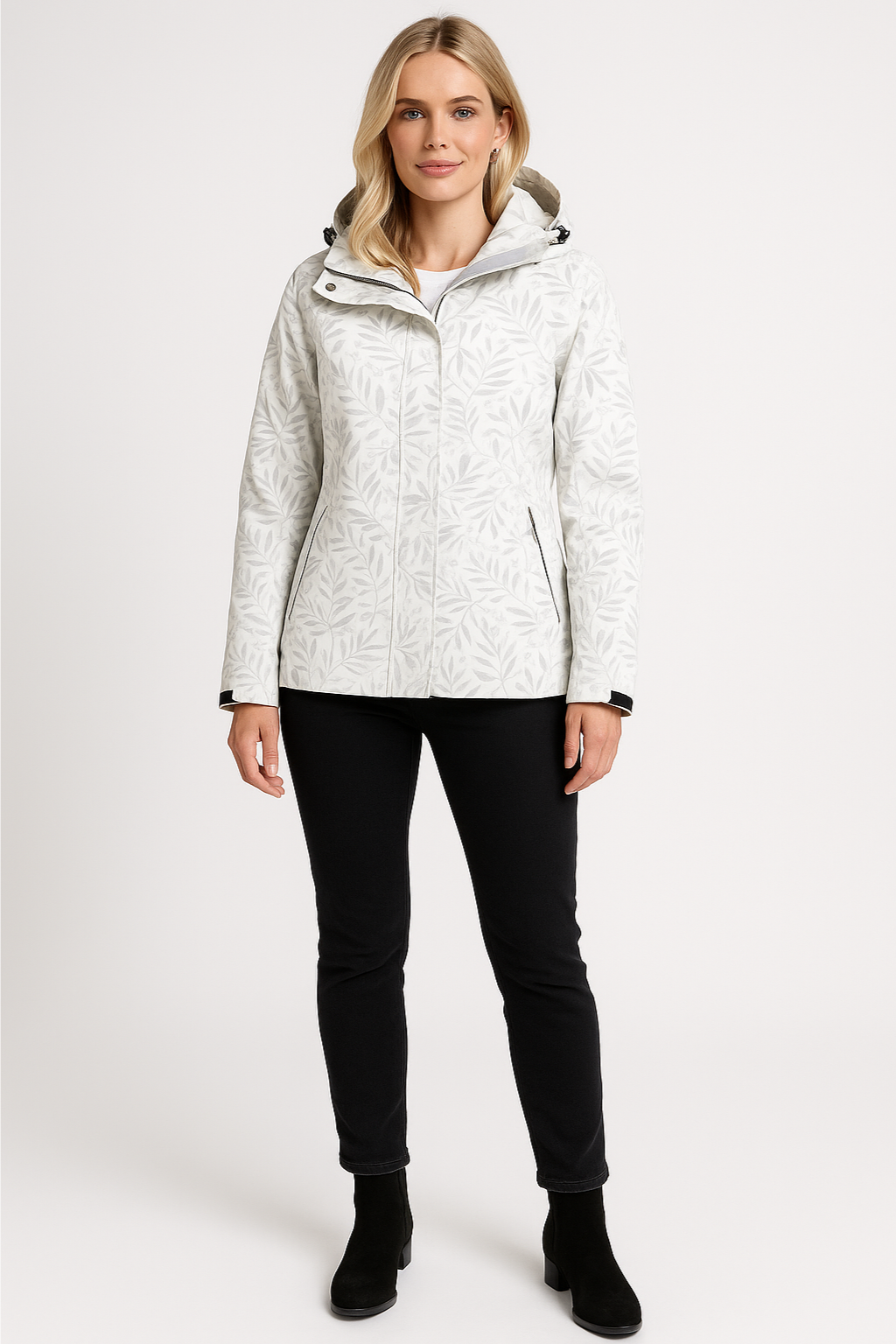Women's Hooded Waterproof Jacket with Zipper