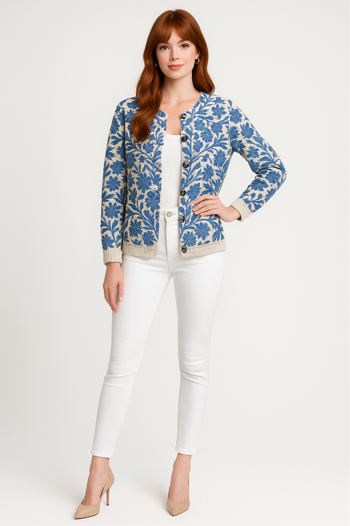 Women’s Intricate Floral Knit Cardigan