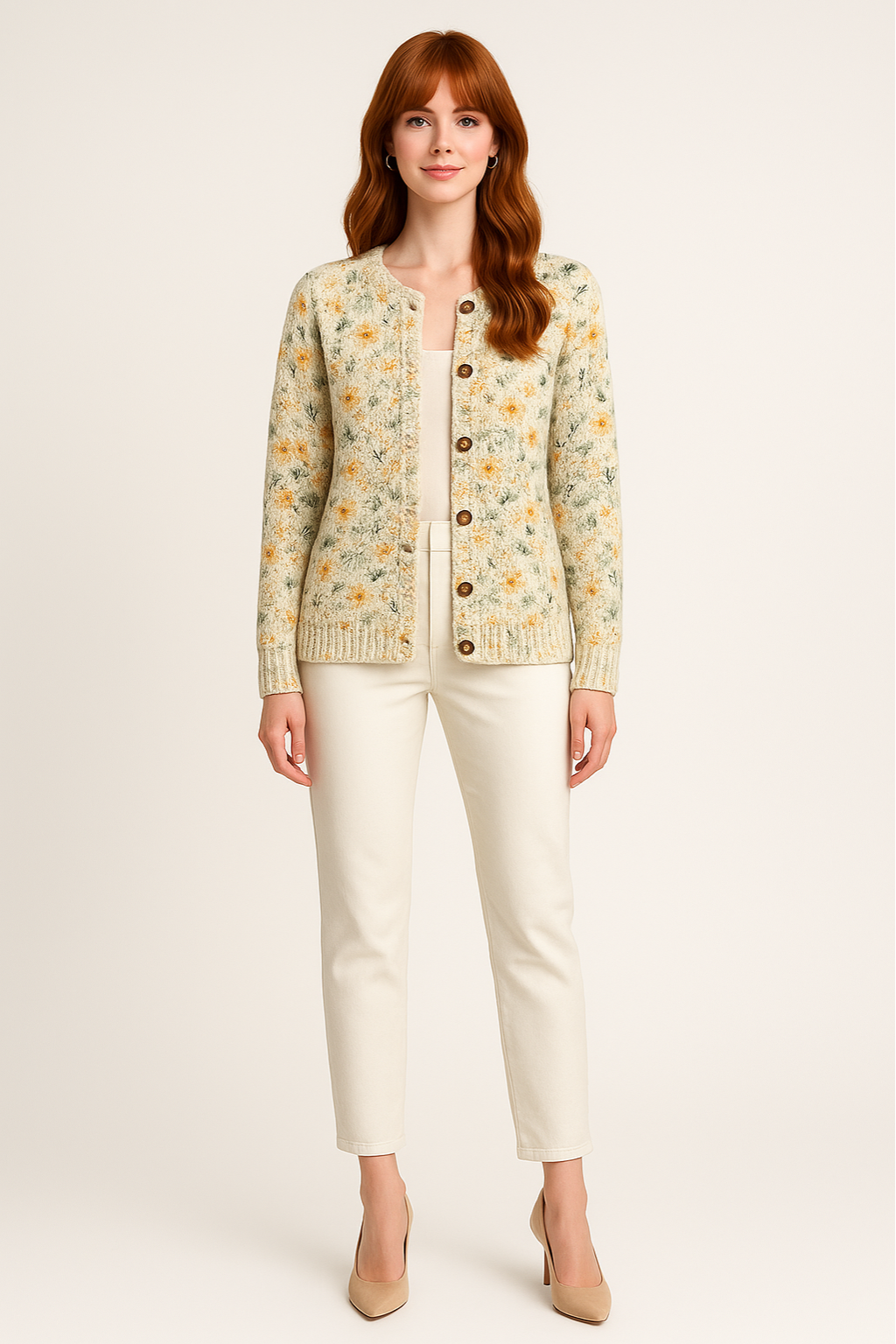 Women’s Intricate Floral Knit Cardigan