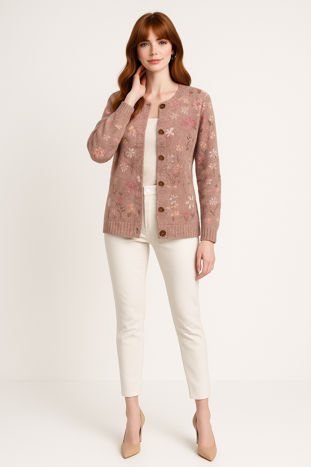 Women’s Intricate Floral Knit Cardigan